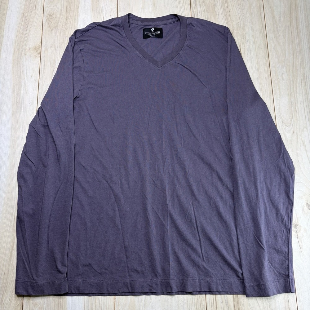 The Classic T-Shirt Company V-Neck Shirt Mens L Organic Cotton Made in USA